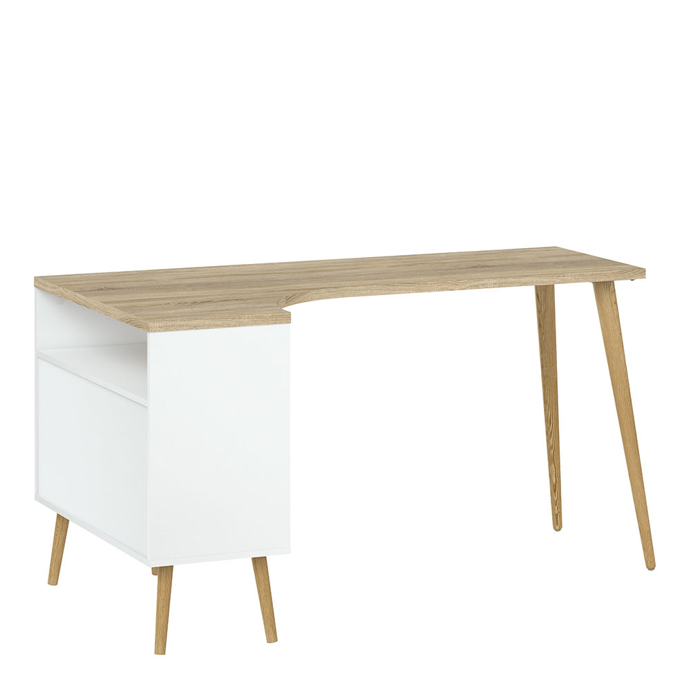 Oslo Desk 2 Drawer White and Oak